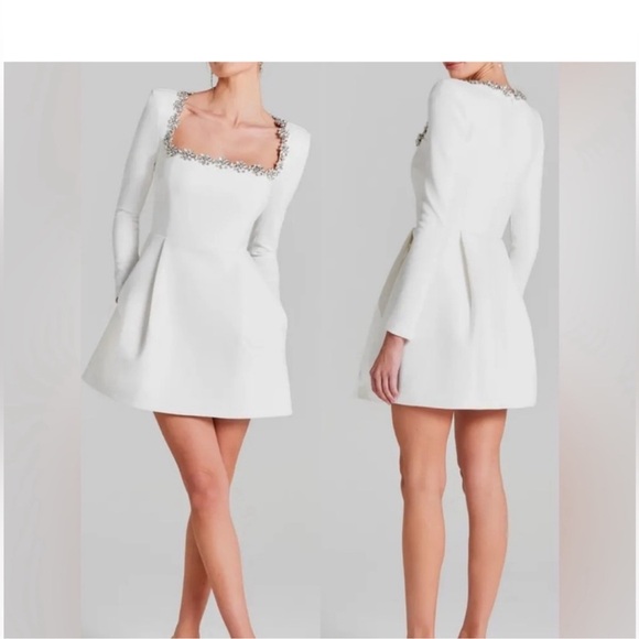 NADINE MERABI White Dress with Silver Embellishments - Picture 2 of 5